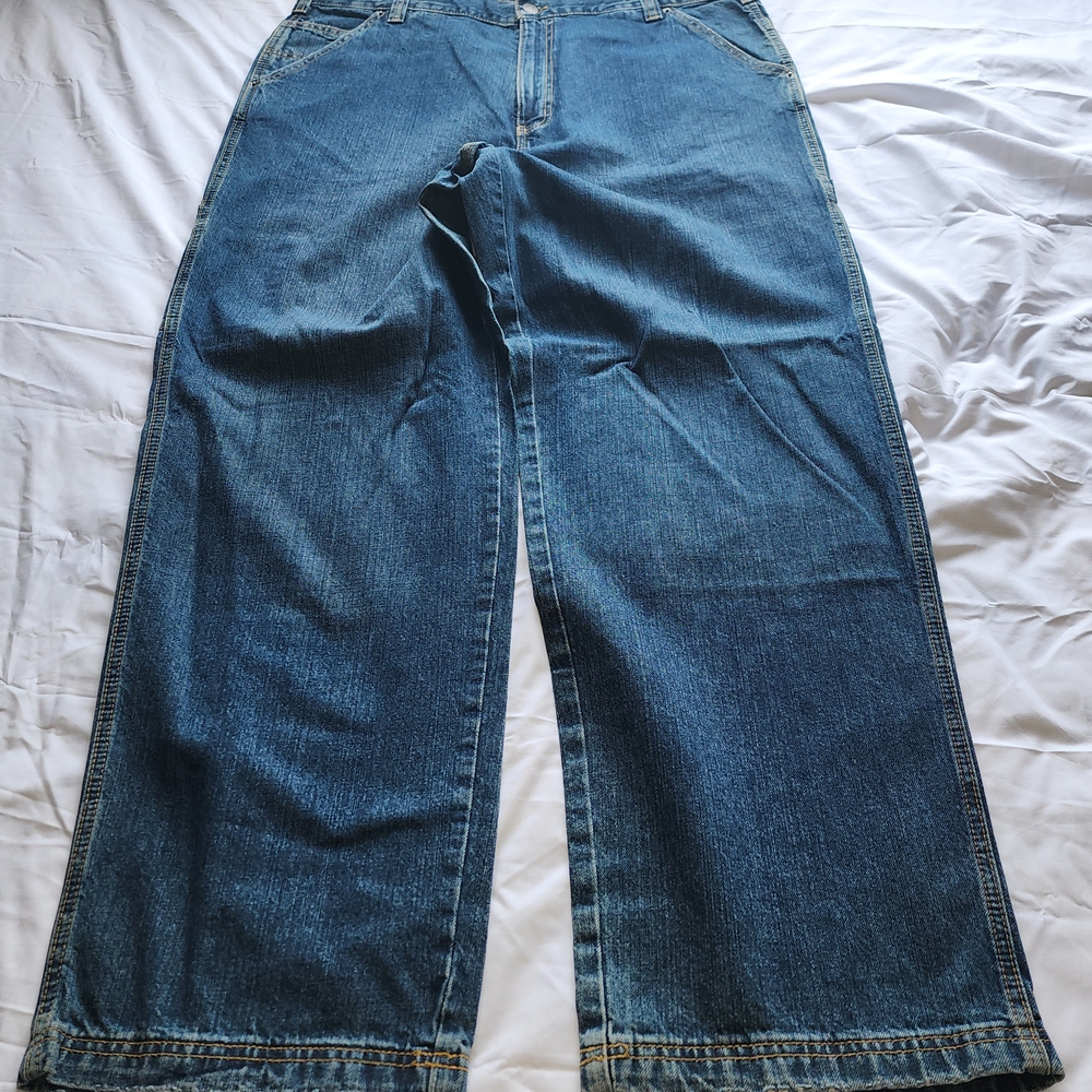 Timberland Men's Stratham Issue Relaxed Fit Wide Leg Relaxed Rise Denim Jeans